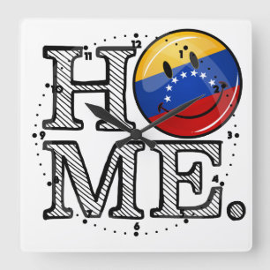 微笑のVenezualanの旗の引っ越し祝いパーティー スクエア壁時計