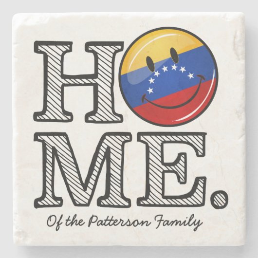 微笑のVenezualanの旗の引っ越し祝いパーティー ストーンコースター (正面)