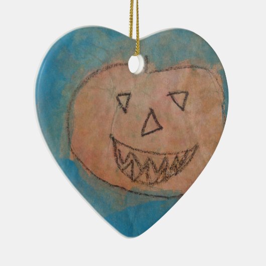 微笑みカボチャ、ハロウィンキッズアートウォーターカラー セラミックオーナメント (右)