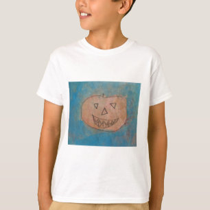 微笑みカボチャ、ハロウィンキッズアートウォーターカラー Tシャツ