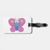微笑みピンクの蝶の荷物タグ ラゲッジタグ (裏面横)