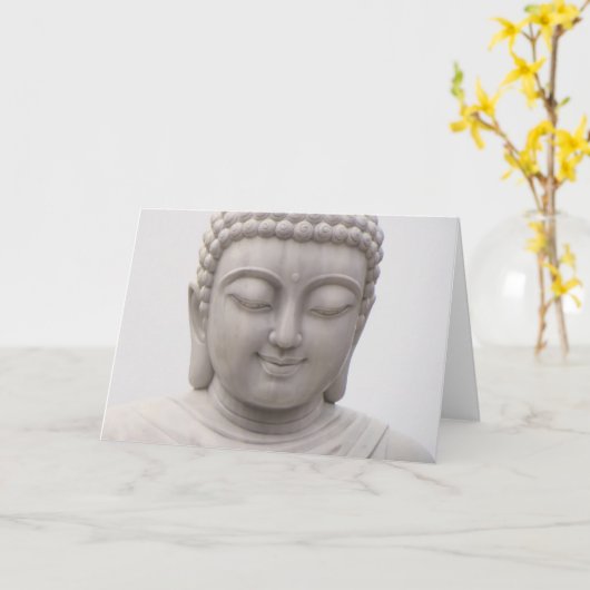 微笑み穏やかな仏感動的愛の平和 カード (黄色い花)