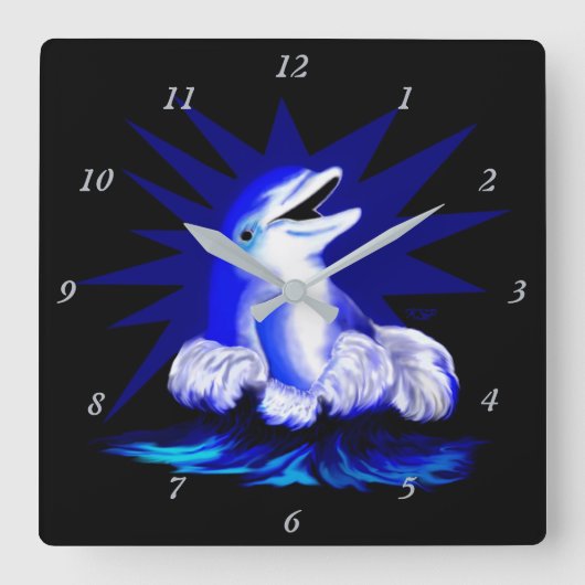 微笑むイルカ スクエア壁時計 (正面)