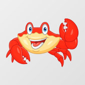 微笑むカニの海鮮レストランキャラクター ウィンドウサイン (シート)