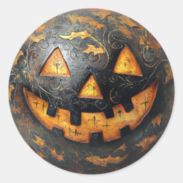 微笑むカボチャ ラウンドシール