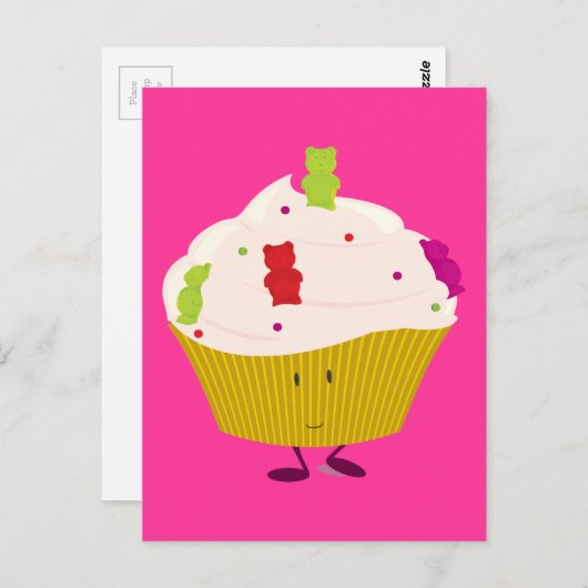 微笑むグミベアのカップケーキ ポストカード (正面/裏面)