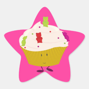 微笑むグミベアのカップケーキ 星シール