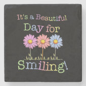 微笑むグラフィックのための美しい日 – 大理石 ストーンコースター (正面)