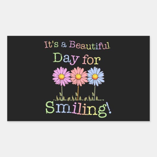 微笑むグラフィックのための美しい日 – 長方形 長方形シール (正面)