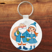 微笑むサンタクロースと雪の少女 キーホルダー (裏面)