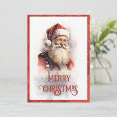微笑むサンタクロースの水彩画 シーズンカード (スタンド正面)