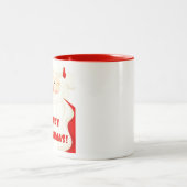 微笑むサンタクロース陽気なクリスマスコーヒーマグ ツートーンマグカップ (中央)