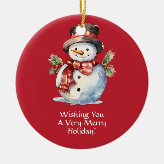 微笑むサンタセラミックのクリスマスオーナメント セラミックオーナメント (正面)