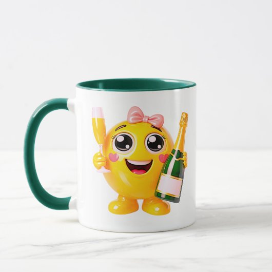微笑むシャンパンエモジキャラクター マグカップ (左)