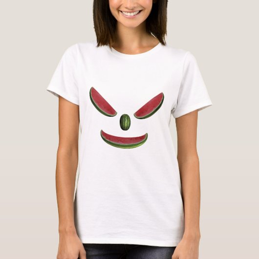 微笑むスイカの顔 Tシャツ (正面)