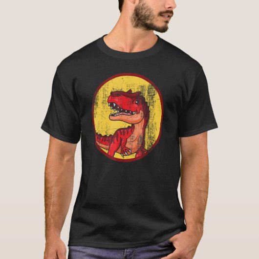 微笑むティラノサウルスレックス恐竜 Tシャツ (正面)
