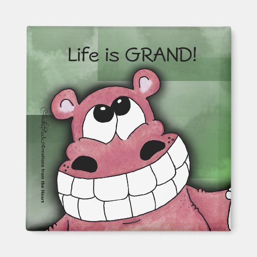 微笑むヒッポピンク マグネット (正面)