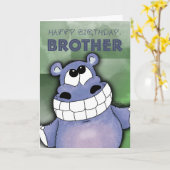 微笑むヒッポ誕生日 カード (黄色い花)