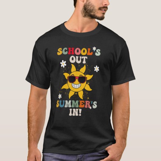 微笑む太陽の学校は終わり、夏が到来 Las Tシャツ (正面)