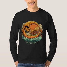 微笑む月が燃える街 ロングスリーブ Tシャツ