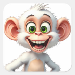 微笑む白いアフリカのサル スクエアシール