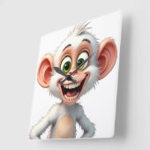 微笑む白いアフリカのサル スクエア壁時計 (傾斜)