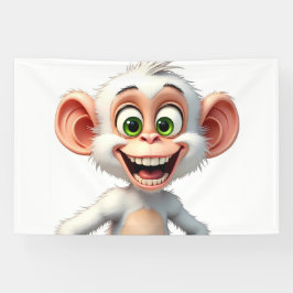 微笑む白いアフリカのサル 横断幕