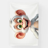 微笑む白いアフリカのサル 横断幕 (縦)