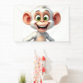 微笑む白いアフリカのサル 横断幕 (インサイチュ)