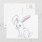 微笑む白うさぎ ポストカード (正面/裏面)