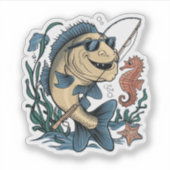 微笑む魚 シール (正面)