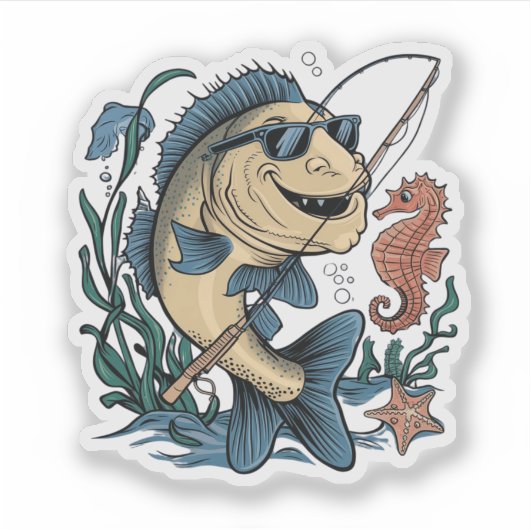 微笑む魚 シール (正面)