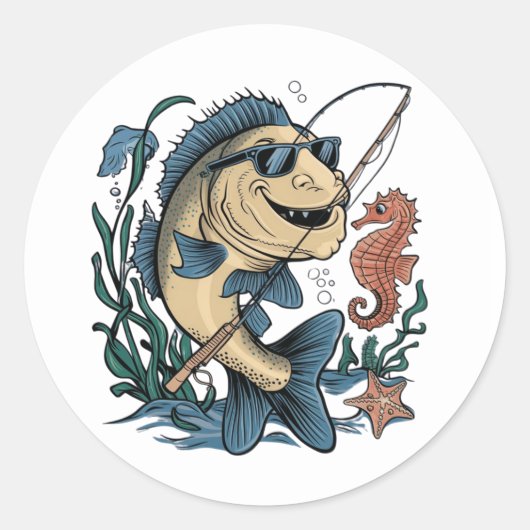 微笑む魚 ラウンドシール (正面)