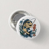 微笑む魚 缶バッジ (正面&裏面)