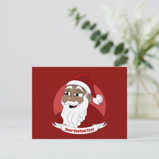 微笑む黒いサンタクロースの漫画 ポストカード (スタンド正面)