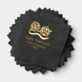 微笑んで眉をひそめるカボチャのハッピーハローウィン名 箔ナプキン (インサイチュ (積み重ね))