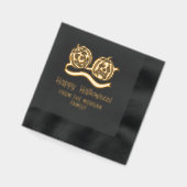 微笑んで眉をひそめるカボチャのハッピーハローウィン名 箔ナプキン (左)