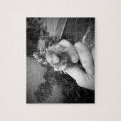 微笑動物の白黒手元の生きているモル ジグソーパズル (縦)