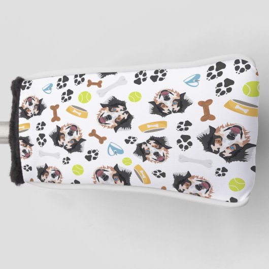 微笑犬のオーストラリア人の羊飼い ゴルフヘッドカバー (正面)