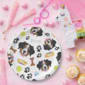 微笑犬のバーニーズ・マウンテン・ドッグ ペーパープレート (パーティー)