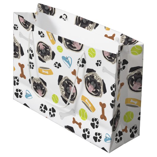 微笑犬のパグ ラージペーパーバッグ (正面アングル)