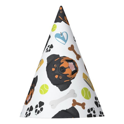 微笑犬のロットワイラー パーティーハット (正面)