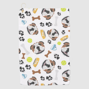 微笑犬の英国のブルドッグ ゴルフタオル
