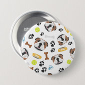 微笑犬の英国のブルドッグ 缶バッジ (正面&裏面)