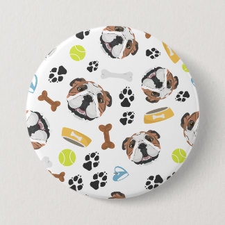 微笑犬の英国のブルドッグ 缶バッジ