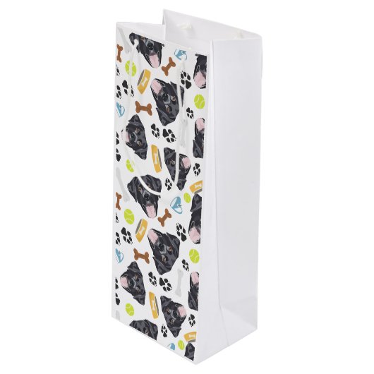 微笑犬黒いラブラドル ワインギフトバッグ (正面アングル)