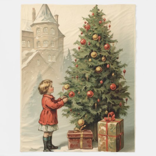 徳ビクトリアン層クリスマスブランケット フリースブランケット (正面)