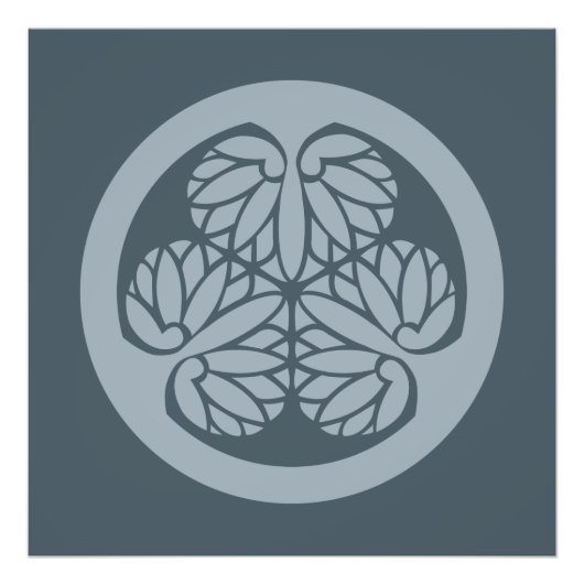 徳川葵日本の門家紋ミュート青 フォトプリント            (正面)