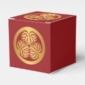 徳川葵門日本の家紋金ゴールドオンレッド フェイバーボックス (正面サイド)