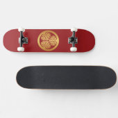 徳川葵（とくがわあおい）門（もん）家紋金ゴールドオンレッド スケートボード (横)